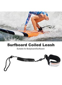 Dilwe Surfboard Leash, Soft Elastic Surfing Coiled Leash Coiled Spring Leg Foot Rope For Surfboard Body Board 5Ft (Black)  - Image 5