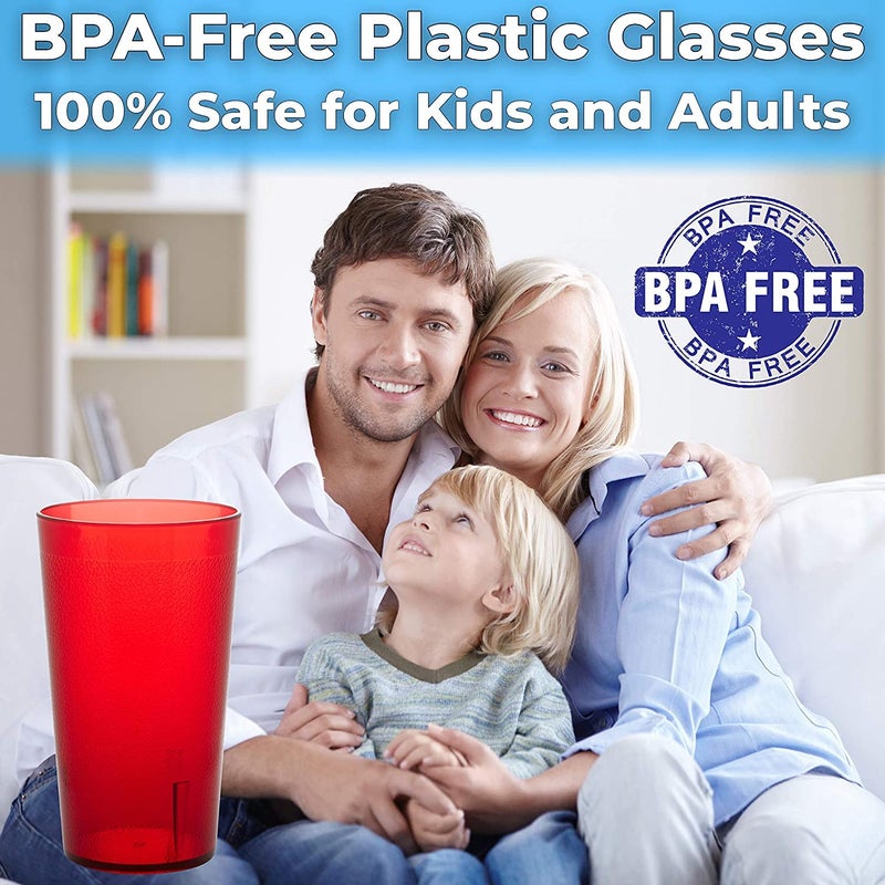 Avant Grub Restaurant Grade  BPA-Free 12oz Red Plastic Cups 12pk. Super Durable  Break Resistant Drinking Glasses for Cafe  Party  Catering. Reusable  Stackable Tumblers with Textured Grip Design - Image 3