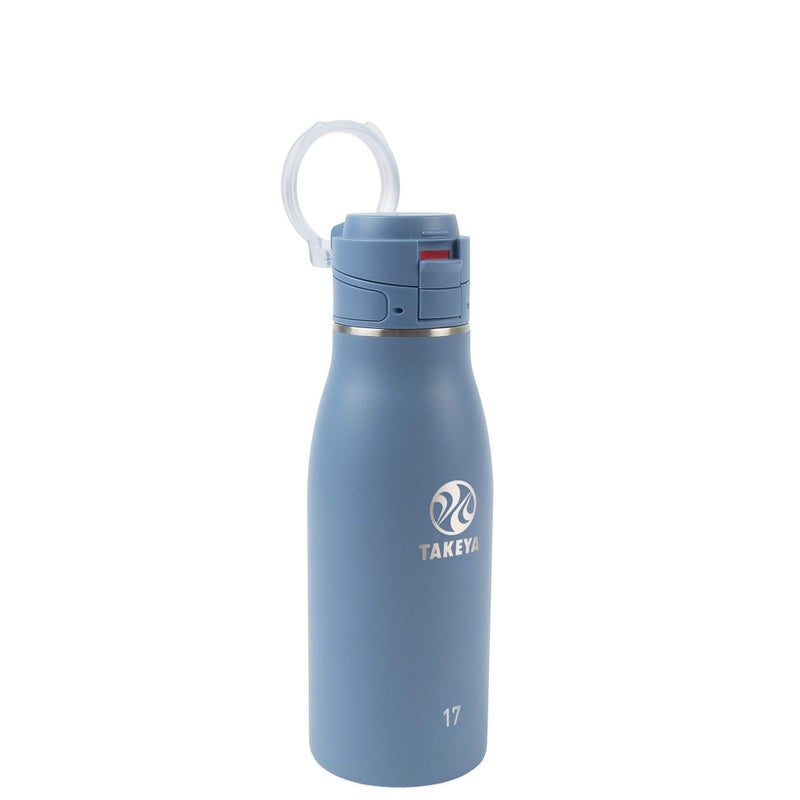 Takeya 885395512860 Traveler Insulated Stainless Steel Bottle Flip Cap Bluestone 17oz
