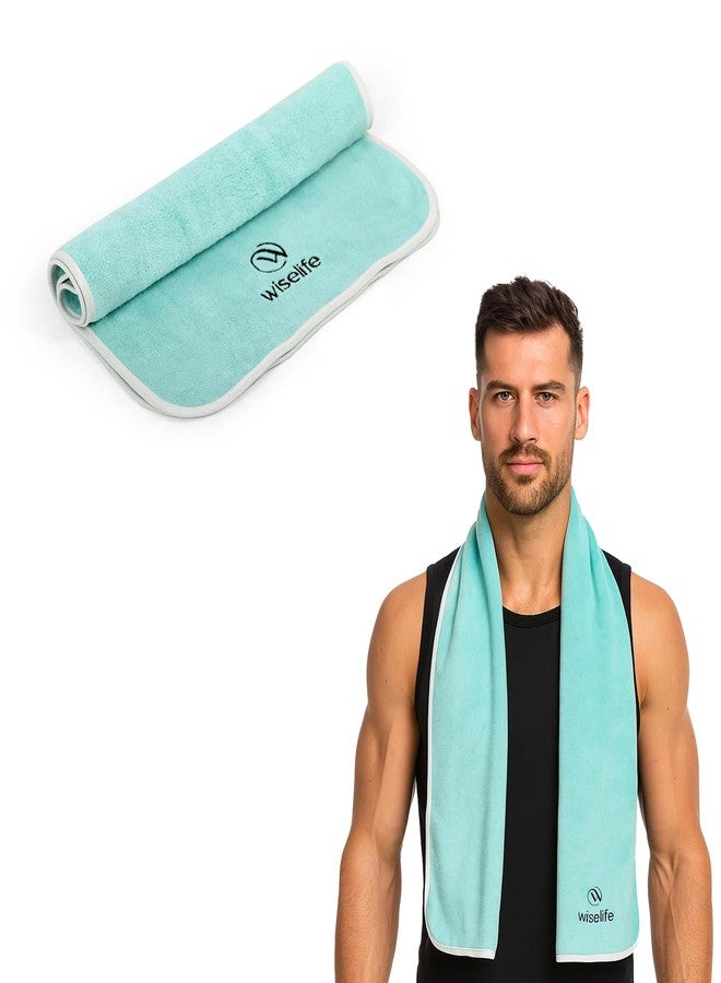 Wiselife Gym Towel Quick Dry Microfiber Workout Towel for Men & Women Super Absorbent, Lightweight & Soft Sweat Ideal for Gym, Fitness, Travel & Sports - 100% Microfiber Sea Green - Image 1