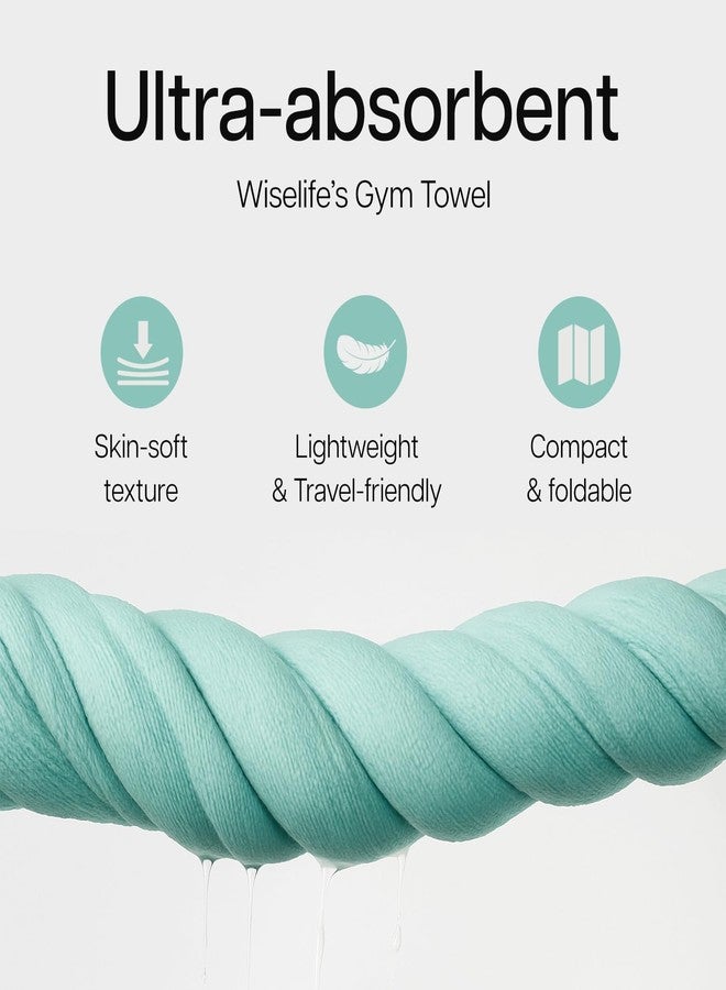 Wiselife Gym Towel Quick Dry Microfiber Workout Towel for Men & Women Super Absorbent, Lightweight & Soft Sweat Ideal for Gym, Fitness, Travel & Sports - 100% Microfiber Sea Green - Image 2