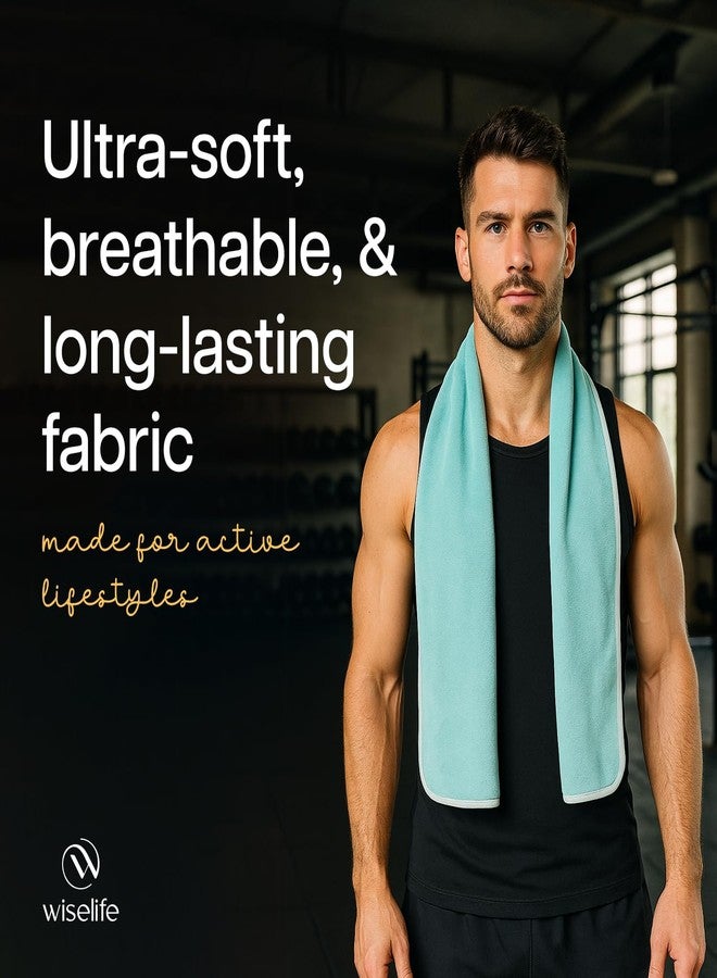 Wiselife Gym Towel Quick Dry Microfiber Workout Towel for Men & Women Super Absorbent, Lightweight & Soft Sweat Ideal for Gym, Fitness, Travel & Sports - 100% Microfiber Sea Green - Image 3