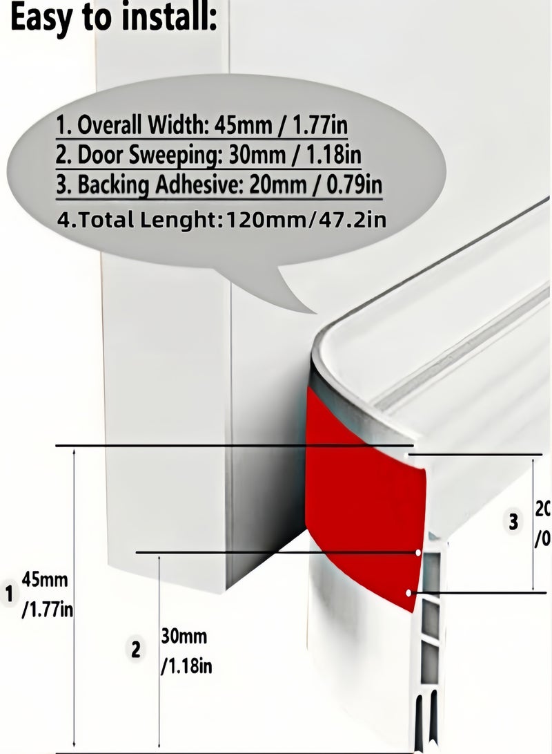 كيفن سدادة مسودة الباب، ختم تحت الباب بطول 120 سم، ممسحة الباب للأبواب الخارجية والداخلية، مانع مسودة الباب السفلي للغبار وعزل الضوضاء  4.5      219 تقييم - Image 2