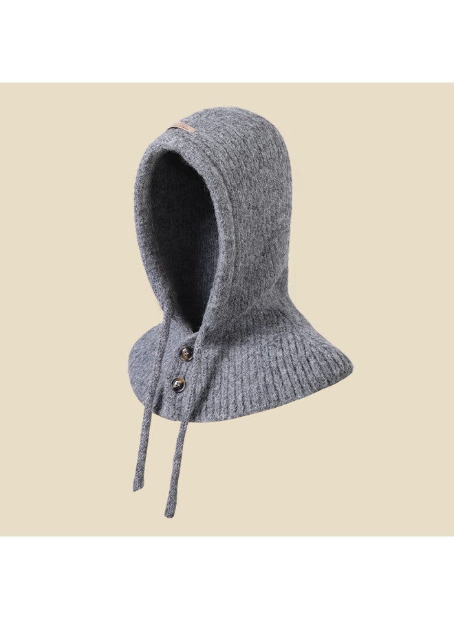 Yuzhaolin Winter Women's Warm Thickened Windproof Cold-proof Ear And Neck Protection Cycling Ears Integrated Hat Gray - Image 1