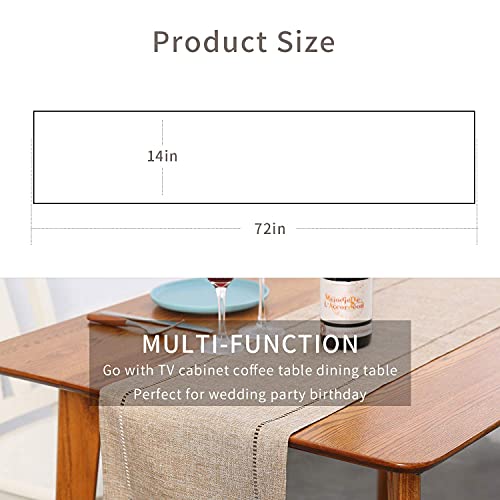 Tosewever Decorative Linen Table Runner Farmhouse Style Tabletop Collection 14 x 72 Inches Table Runners for Everyday Dining Wedding Party Holiday Home Decor (14" x 72", Light Coffee/Straight) - Image 2