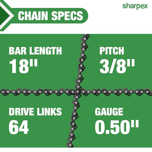 Sharpex Durable 18-Inch Chainsaw Chain | Heavy Duty Full Chisel Spare Chain Compatible with Sharpex Chainsaw Model SPX-45 | 1 Piece, Silver - Image 3