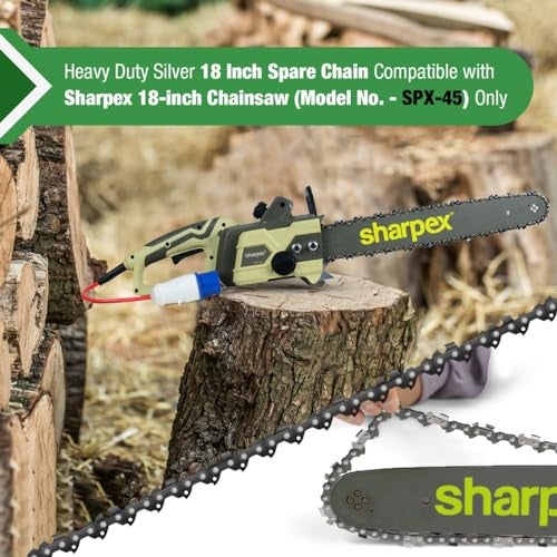 Sharpex Durable 18-Inch Chainsaw Chain | Heavy Duty Full Chisel Spare Chain Compatible with Sharpex Chainsaw Model SPX-45 | 1 Piece, Silver - Image 2