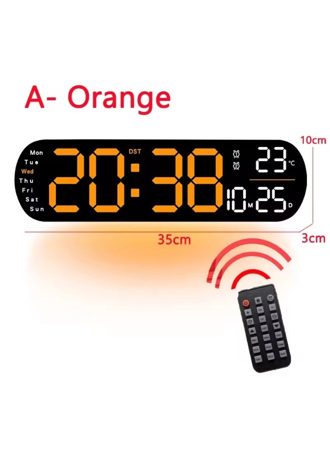 Multifunctional LED Digital Wall Clock with Remote Control, Date and Temperature Display - Image 1