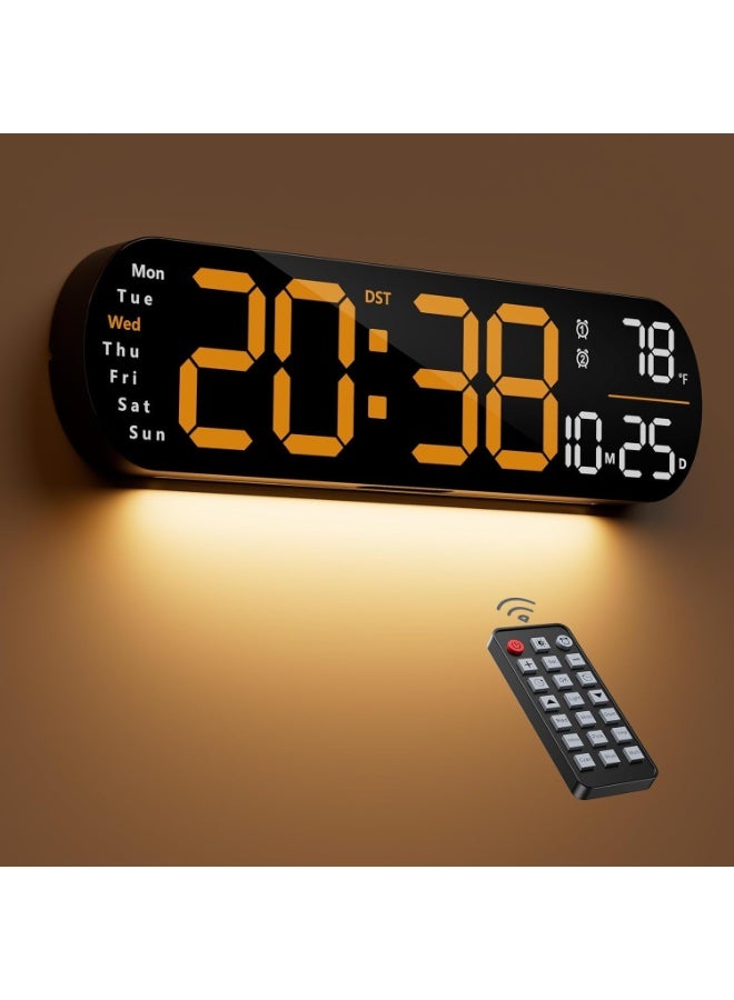 Multifunctional LED Digital Wall Clock with Remote Control, Date and Temperature Display - Image 2