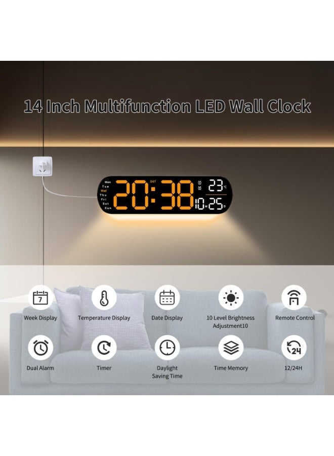 Multifunctional LED Digital Wall Clock with Remote Control, Date and Temperature Display - Image 4