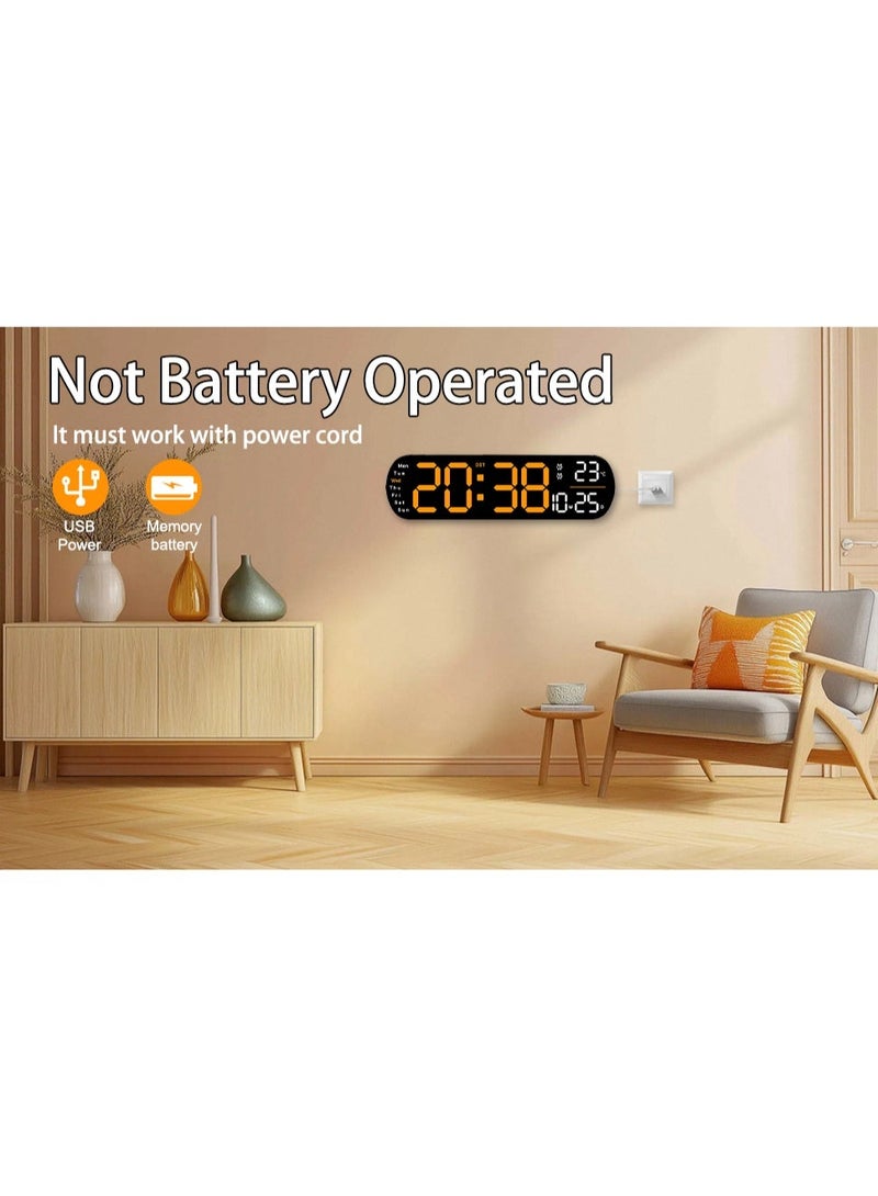 Multifunctional LED Digital Wall Clock with Remote Control, Date and Temperature Display - Image 3