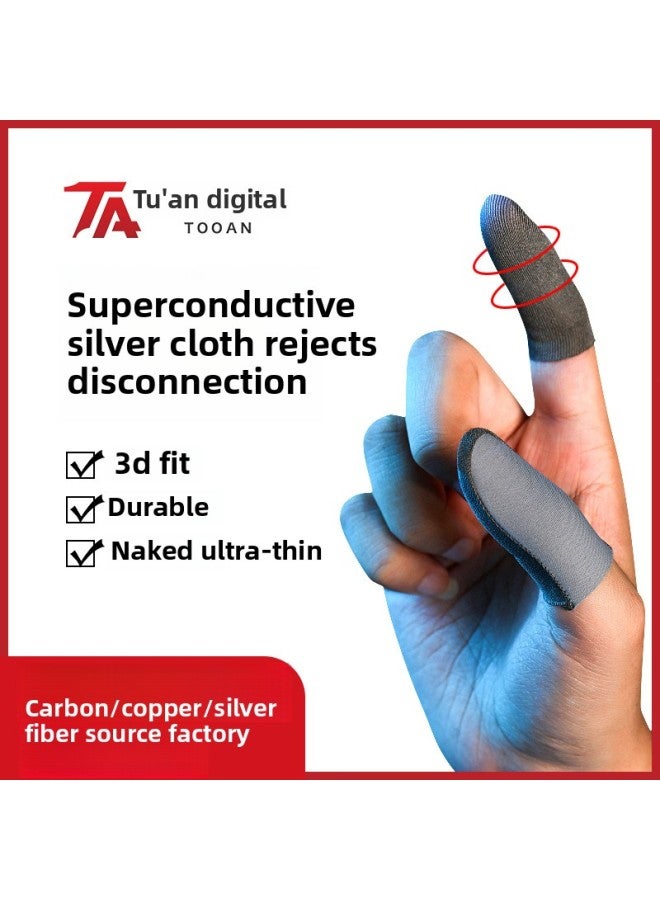 War Bear Game Finger Cover 24-pin Silver Fiber Hand Travel Finger Cover Game Gloves Ultra-thin Anti-sweat Walking Anti-slip E-sports-Product's Colour:■ A Pair Of War Bear Silver Cloth Finger Cots ■  - Image 2