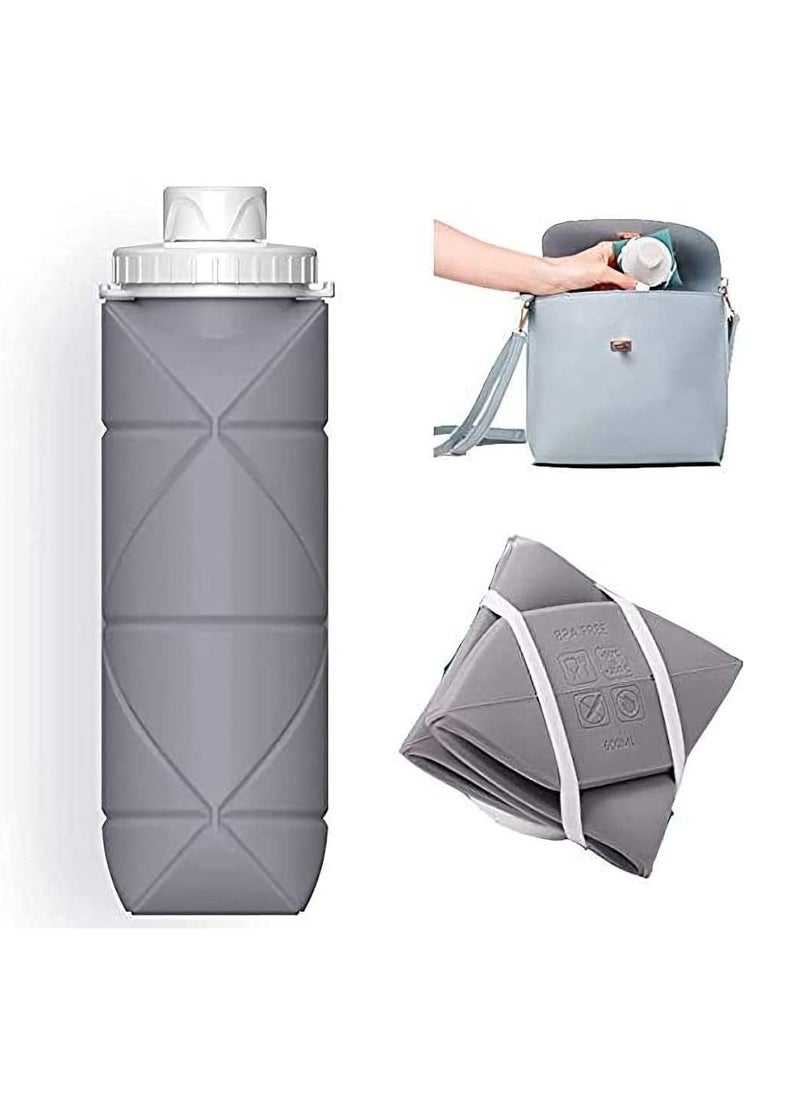 Excefore - Collapsible Sports Water Bottles Leakproof Valve BPA Free Silicone Foldable Water Bottle for Gym Camping Sports Lightweight Travel Bottle Durable 20oz - Image 1