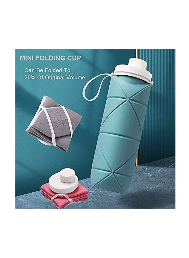Excefore - Collapsible Sports Water Bottles Leakproof Valve BPA Free Silicone Foldable Water Bottle for Gym Camping Sports Lightweight Travel Bottle Durable 20oz - Image 1