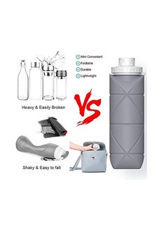 Excefore Collapsible Sports Water Bottles Leakproof Valve BPA Free Silicone Foldable Water Bottle for Gym Camping Sports Lightweight Travel Bottle Durable 20oz  - Image 3