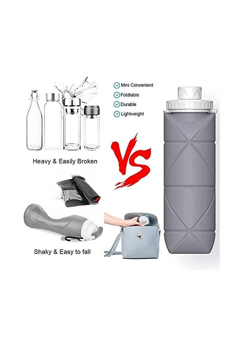 Excefore - Collapsible Sports Water Bottles Leakproof Valve BPA Free Silicone Foldable Water Bottle for Gym Camping Sports Lightweight Travel Bottle Durable 20oz - Image 1