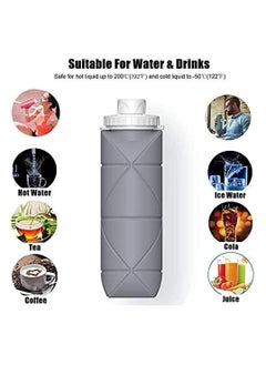 Excefore Collapsible Sports Water Bottles Leakproof Valve BPA Free Silicone Foldable Water Bottle for Gym Camping Sports Lightweight Travel Bottle Durable 20oz  - Image 5