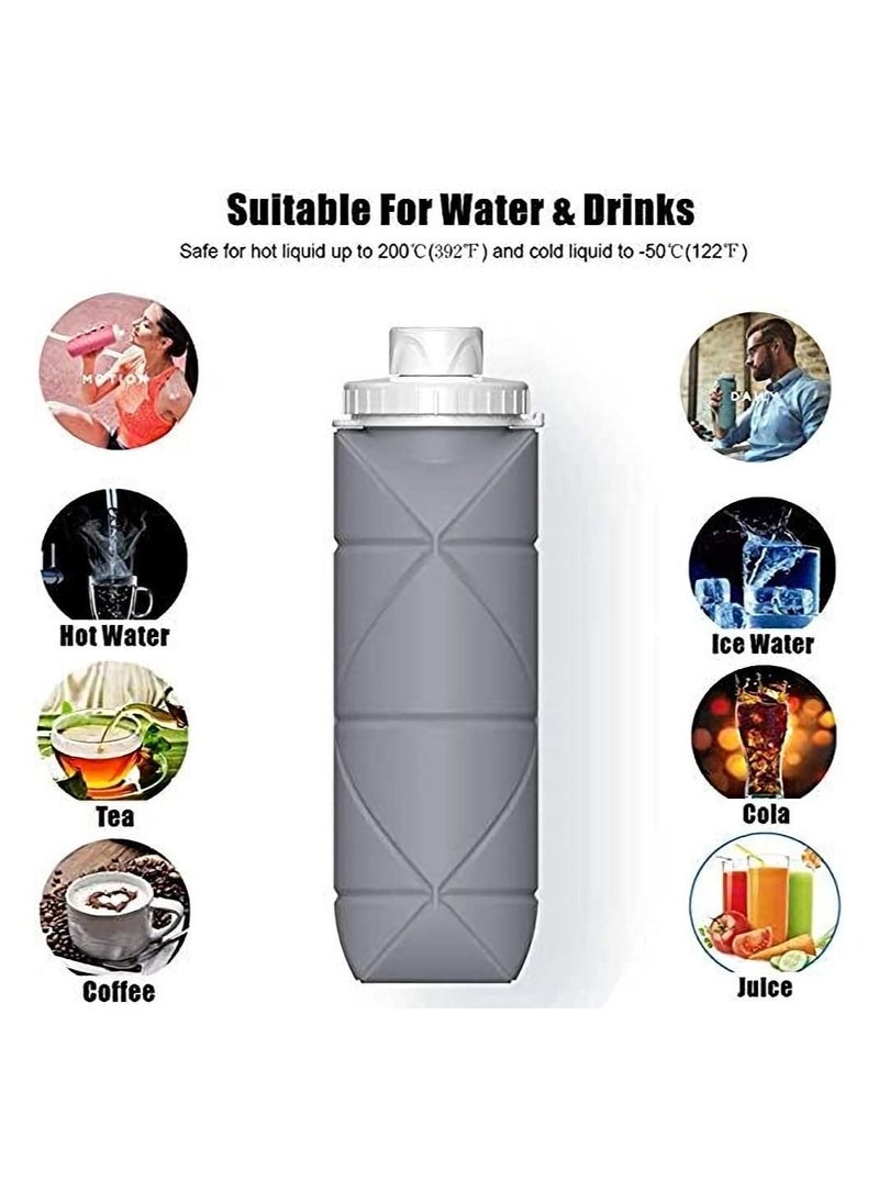 Excefore - Collapsible Sports Water Bottles Leakproof Valve BPA Free Silicone Foldable Water Bottle for Gym Camping Sports Lightweight Travel Bottle Durable 20oz - Image 1