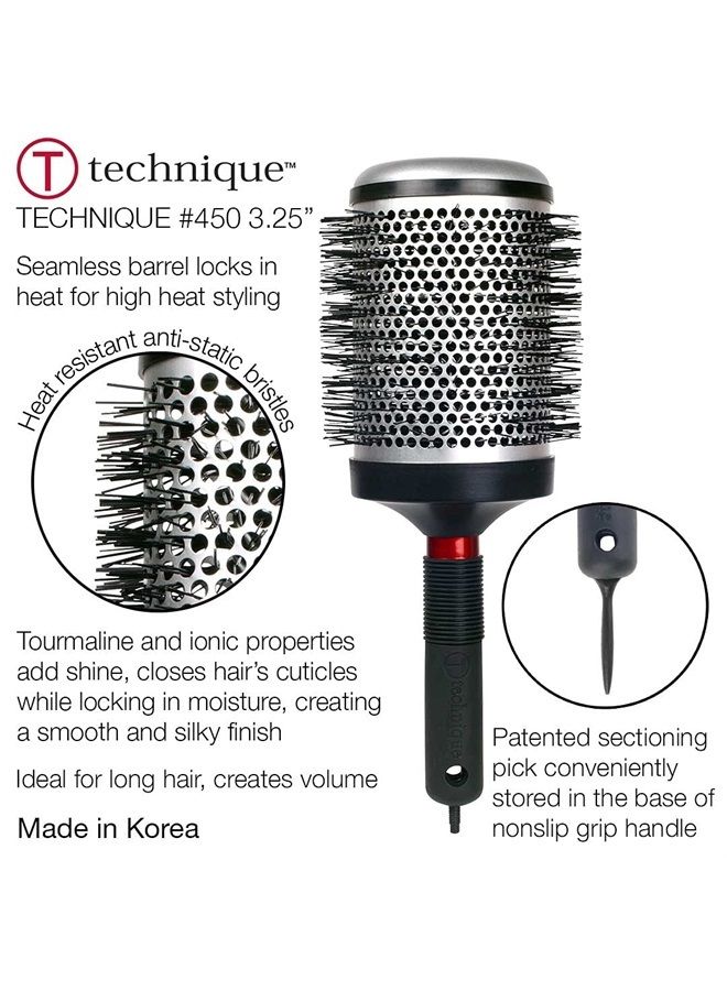 Cricket Technique #450 3.25” Thermal Hair Brush Seamless Barrel Styling Hairbrush Anti-Static Tourmaline Ionic Bristle for Blow Drying Curling All Hair Types - Image 3