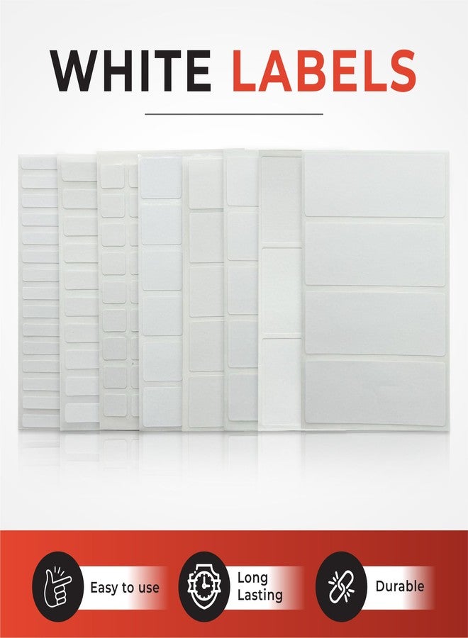 Janrax Pack of 21 White 34x75mm Rectangular Labels - Adhesive Stickers - Image 2