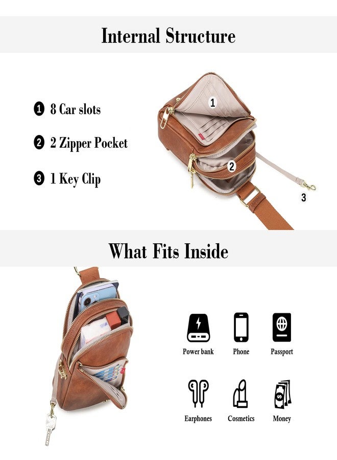 INICAT RFID Blocking Sling Bag,Anti Theft Crossbody Bags for Women,Travel Gifts Cross Body Purses Vegan Leather(Brown) - Image 5