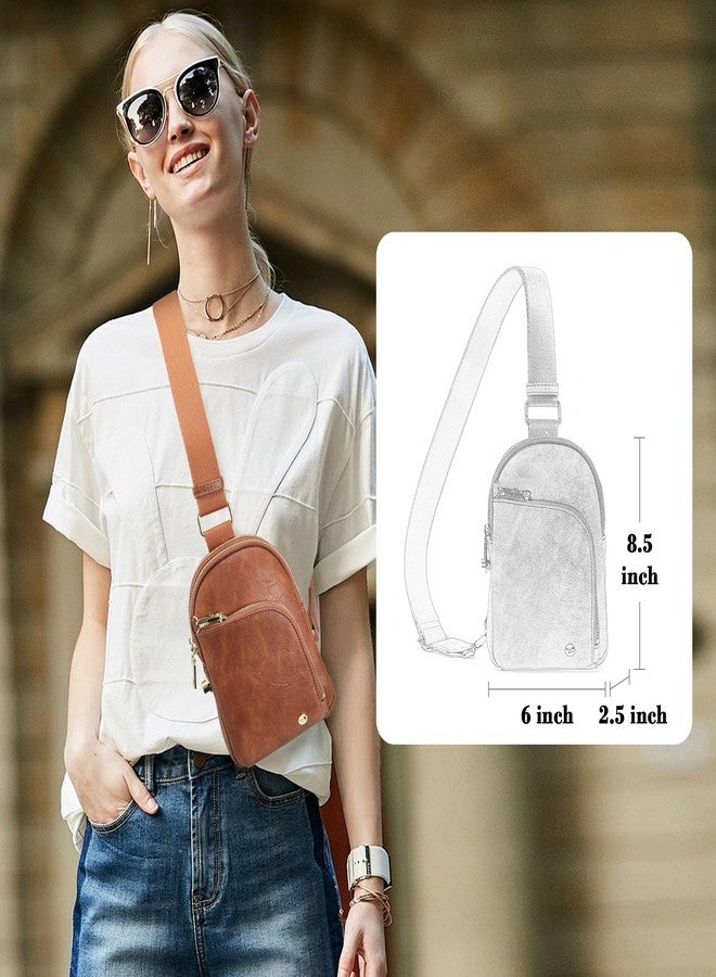 INICAT RFID Blocking Sling Bag,Anti Theft Crossbody Bags for Women,Travel Gifts Cross Body Purses Vegan Leather(Brown) - Image 3