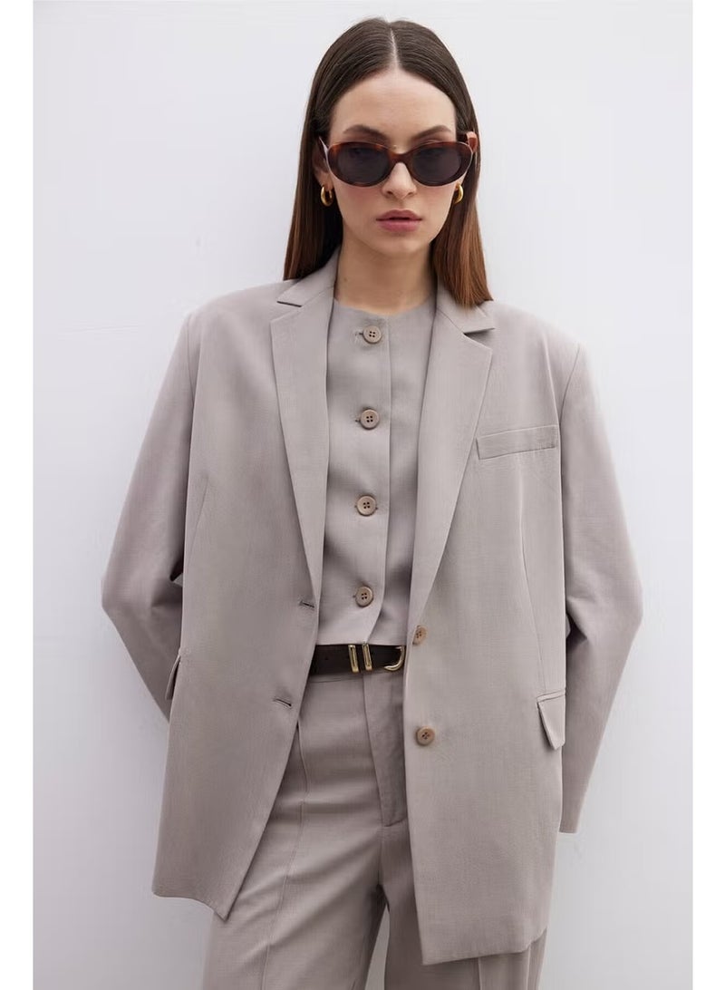 Manuka Oversize Natural Blazer Jacket Mink - Image 1
