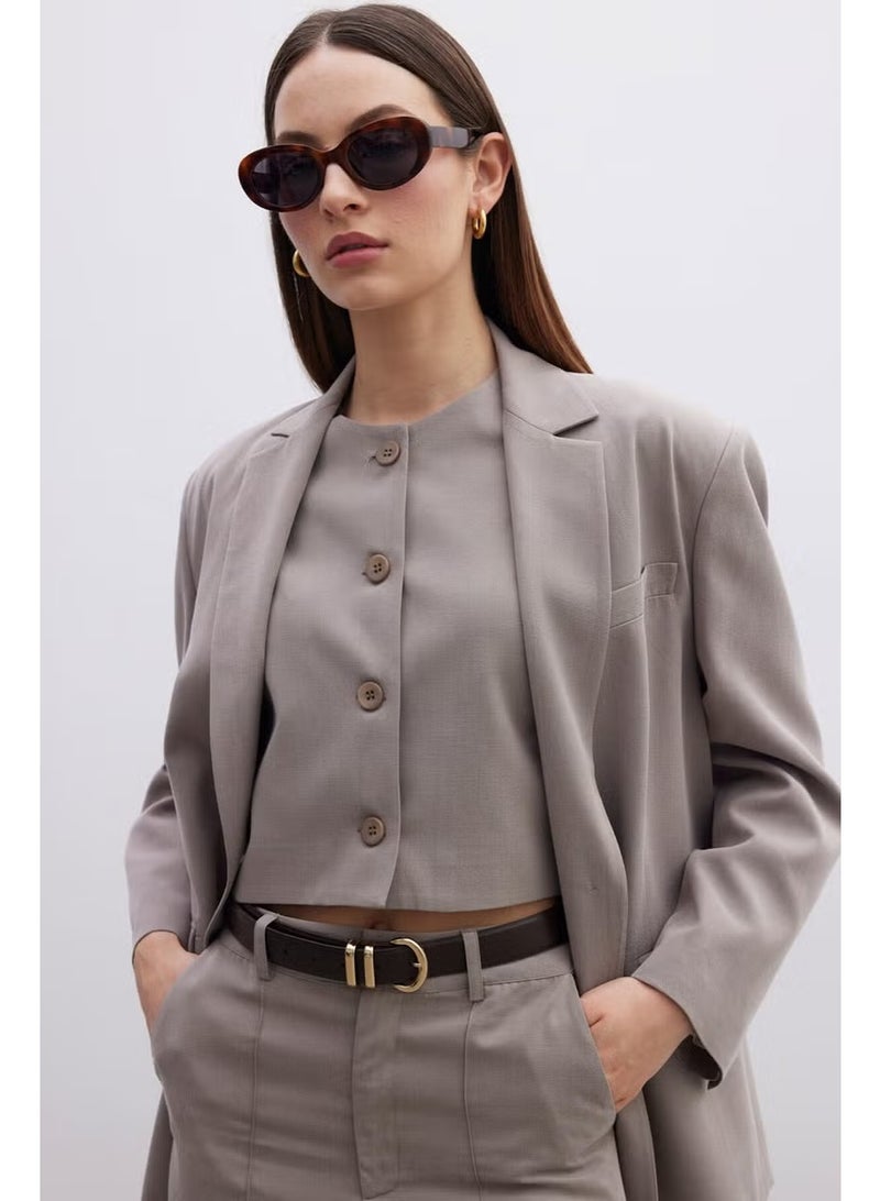 Manuka Oversize Natural Blazer Jacket Mink - Image 4