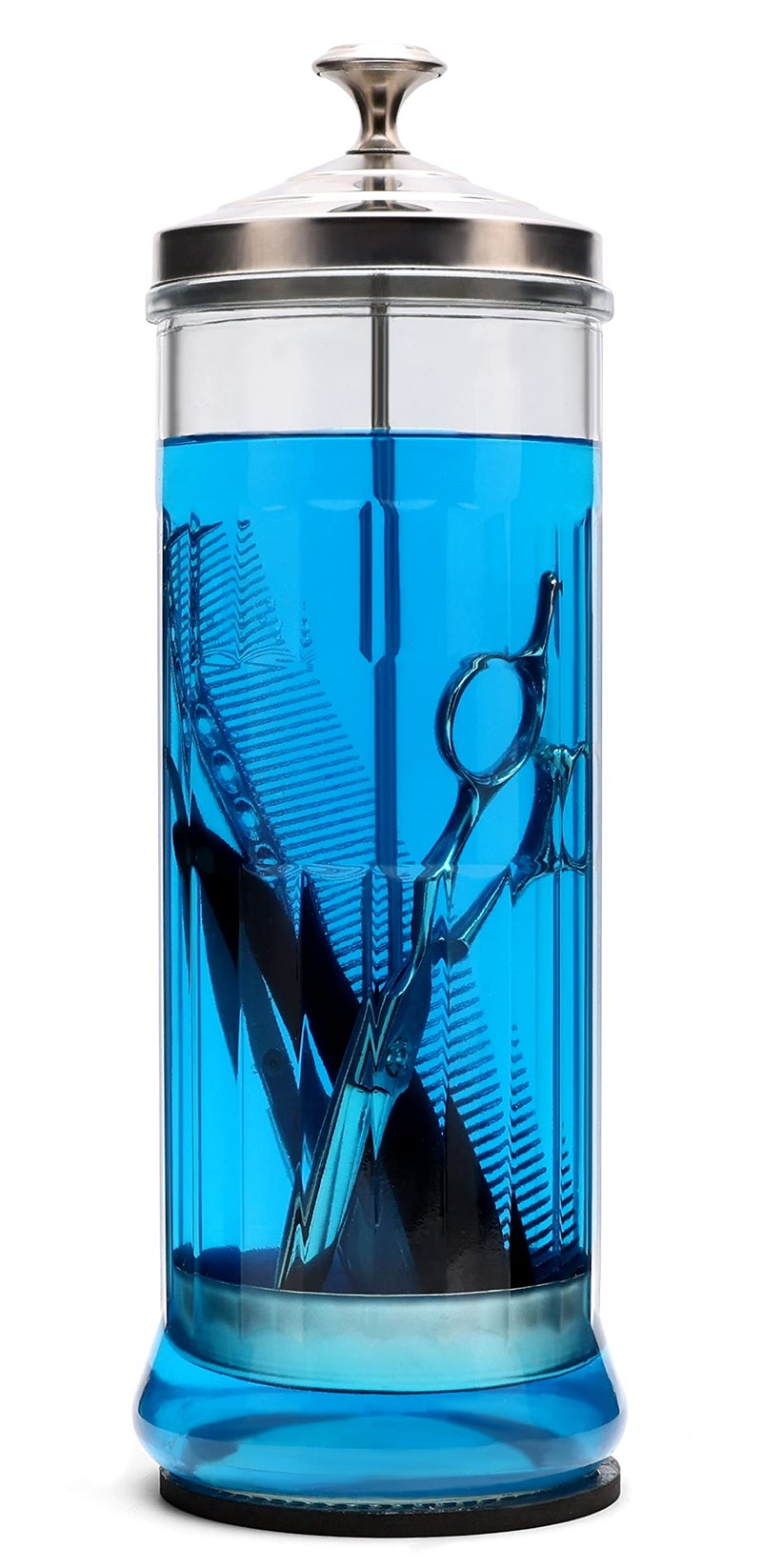 ZIBARBER Glass Disinfectant Jar 50 Oz Large Sterilizing Jar for Manicure  Pedicure Implements Salon Barber Tools  117H x 38W