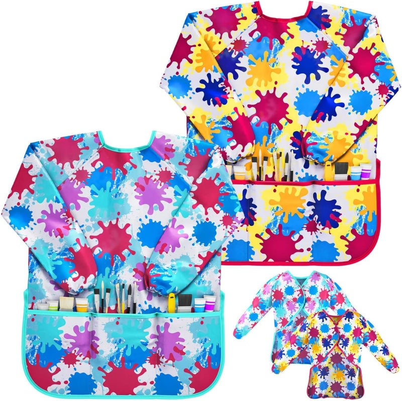 J MARK Waterproof Art Smock Painting Apron- 2 Pack Long Sleeve for Arts & Crafts - Image 1