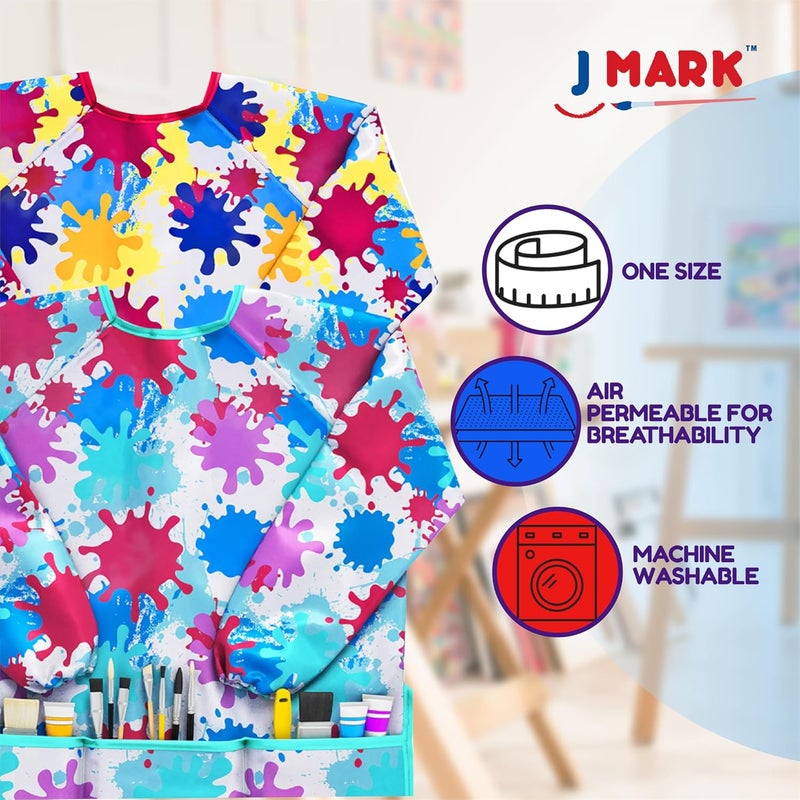 J MARK Waterproof Art Smock Painting Apron- 2 Pack Long Sleeve for Arts & Crafts - Image 4