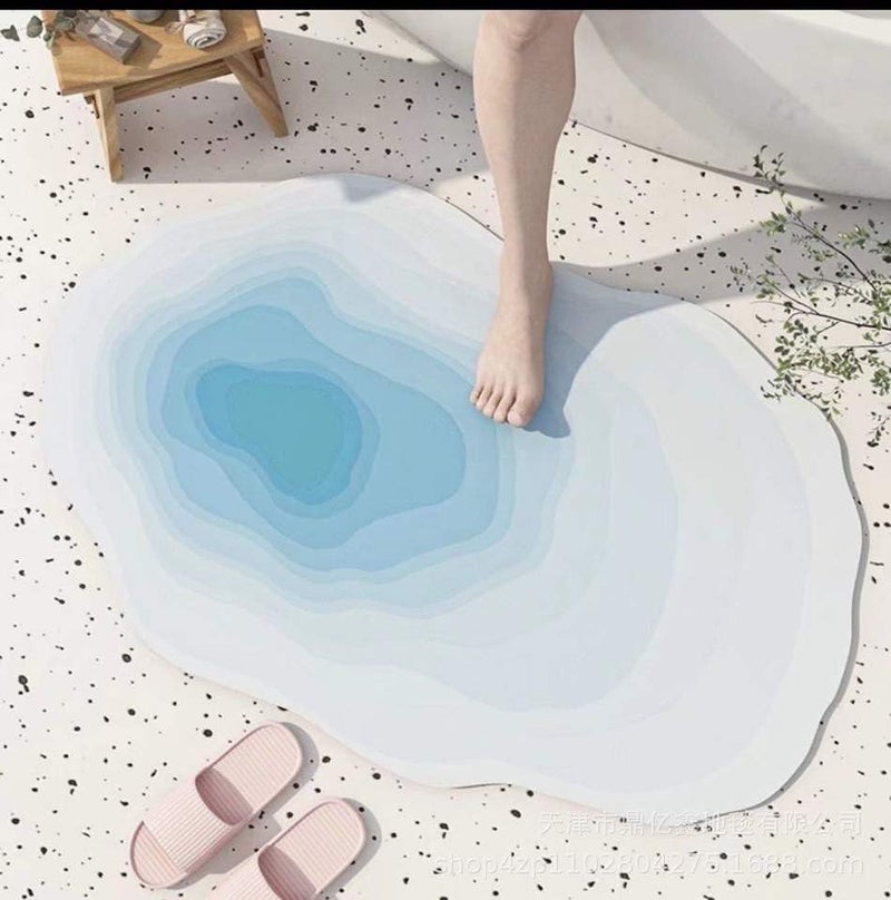 PRECHANA Bathroom mat Water Absorbing Mat for Bathroom Quick Dry Rubber Backed AntiSlip Floor Mat Non Slip Mat for Home Kitchen Sky Blue - Image 1