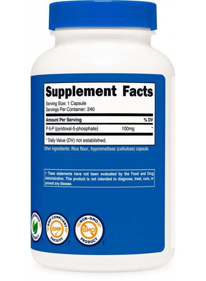 Nutricost مكمل فيتامين ب6 من نوتريكوست P5P 100 ملغ، 240 كبسولة (بيريدوكسال-5-فوسفات) - مناسب للنباتيين، خالي من الكائنات المعدلة وراثيًا، خالي من الجلوتين - Image 5