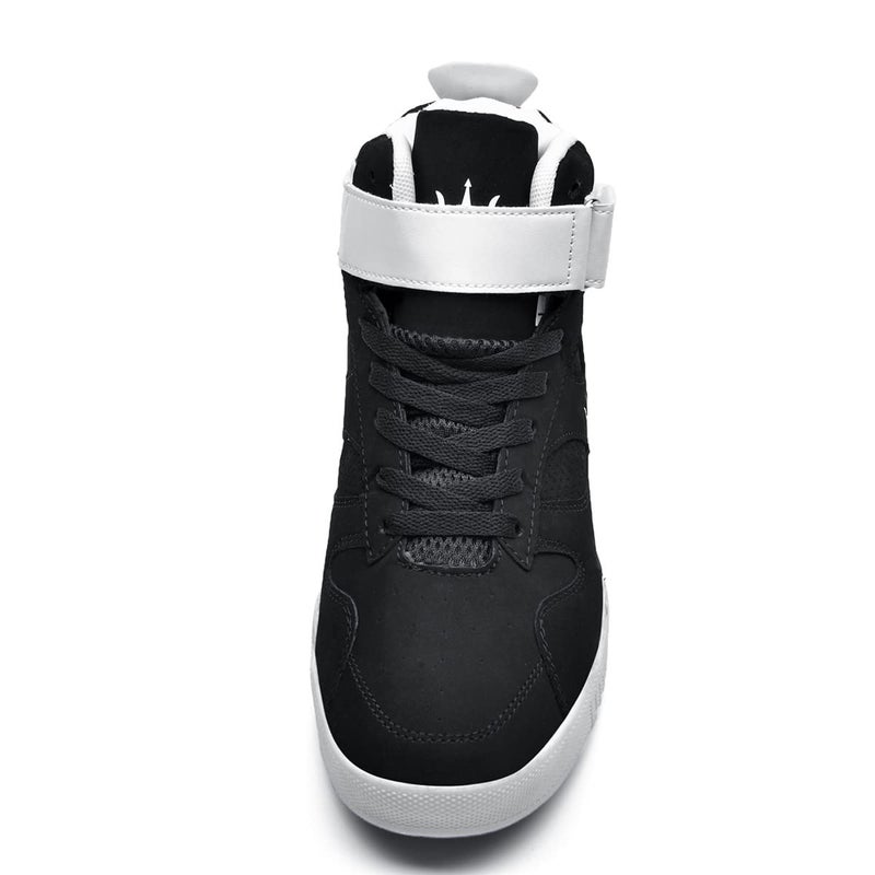 FZUU Men's Fashion High Top Leather Street Sneakers Sports Casual Shoes (8, Black) - Image 4