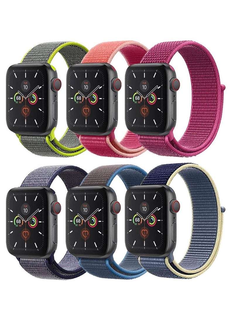 CATANES 6 Pack For Apple Watch 41mm 40mm 38mm Nylon Sport Loop Band Compatible With iWatch Series 7 SE 6 5 4 3 2 1 Men Women Braided Stretchy Nylon Loop Bands  - Image 2