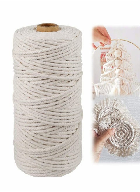 Macrame Cord,Natural Cotton Macrame String Twine,100 M, 3 MM Kitchen Bakers String for DIY Crafts,Tying Meat,Making Sausage and Packaging Decoration Macrame Hanging Yard