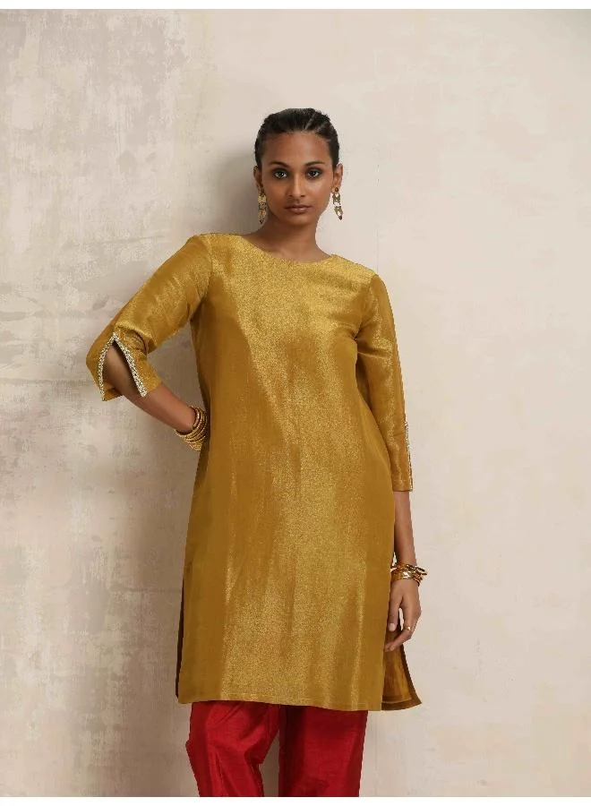 ترو برونز trueBrowns Gold Tissue Kurta Co-ord Set