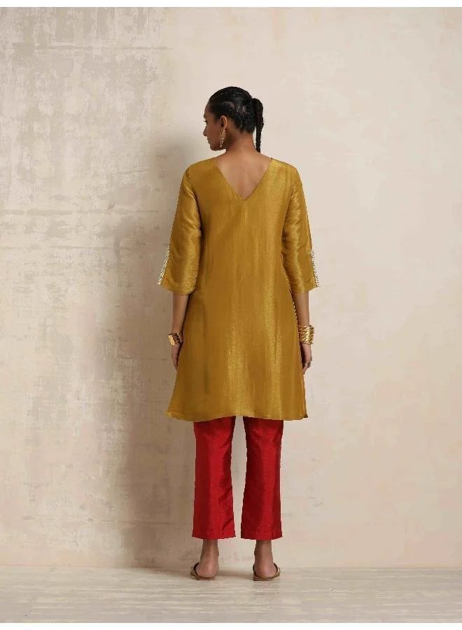 ترو برونز trueBrowns Gold Tissue Kurta Co-ord Set