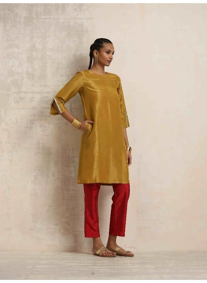 ترو برونز trueBrowns Gold Tissue Kurta Co-ord Set