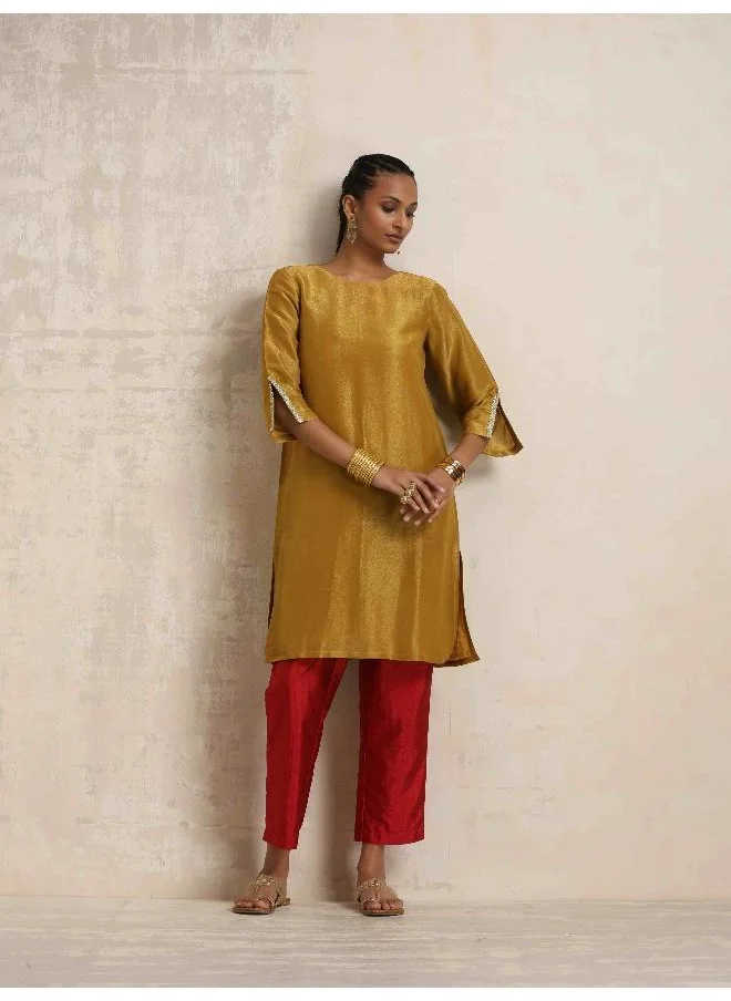 ترو برونز trueBrowns Gold Tissue Kurta Co-ord Set