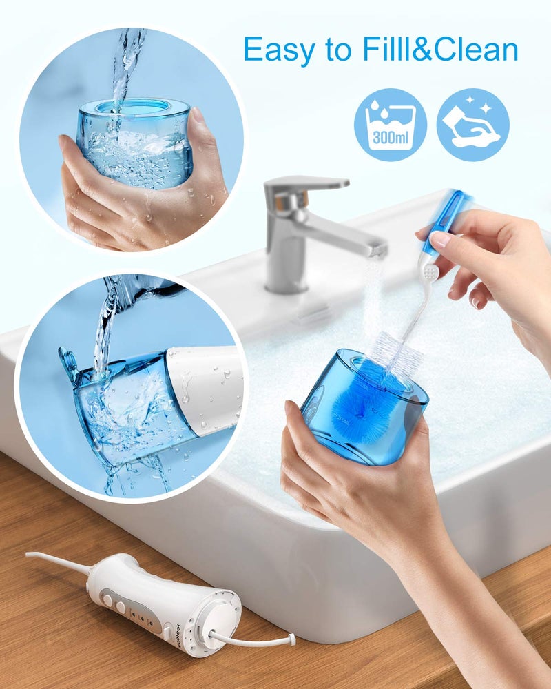 Nicefeel Cordless and Rechargeable Water Flosser - 300ML Water Tank Oral Irrigator, 4 Jet Tips, 3 Pressure Modes - IPX7 Waterproof and Travel Friendly for Dental Care Black - Image 5