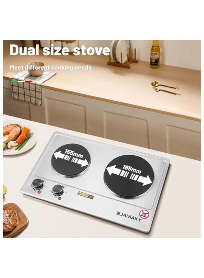 JAMAKY Italy Jamaki double electric stove (1500W + 2000W) safe, portable, for cooking - Image 2