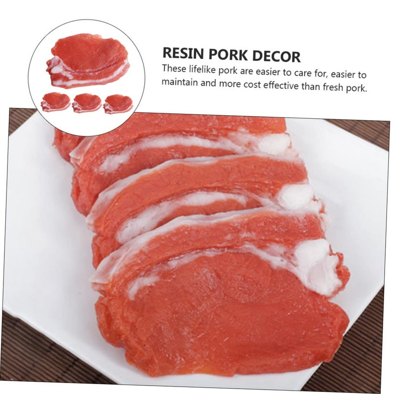 4Pcs Realistic Artificial Pork Slices Resin Food Display Photography Decor Props - Image 3
