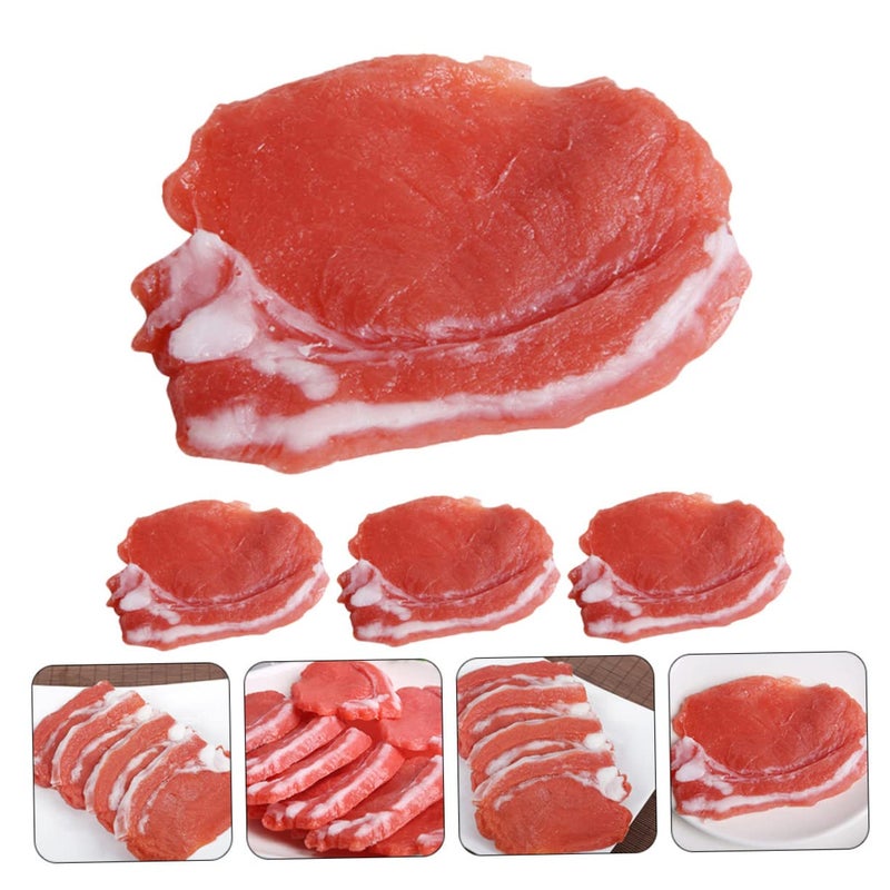 4Pcs Realistic Artificial Pork Slices Resin Food Display Photography Decor Props - Image 5