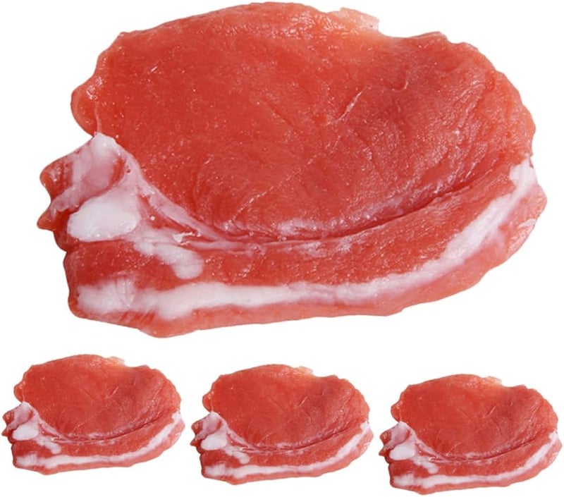 4Pcs Realistic Artificial Pork Slices Resin Food Display Photography Decor Props - Image 1