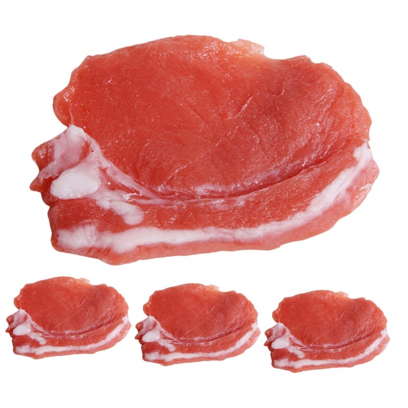 4Pcs Realistic Artificial Pork Slices Resin Food Display Photography Decor Props - Image 2