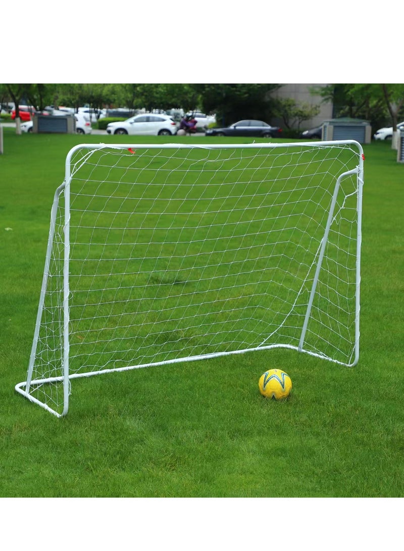 AL RAID Portable Soccer Goal with Net,Football Goal with a Single Net 240x 150 x 90cm, White Frame, Includes Ground Pegs.Goal Meatel Post - Image 1
