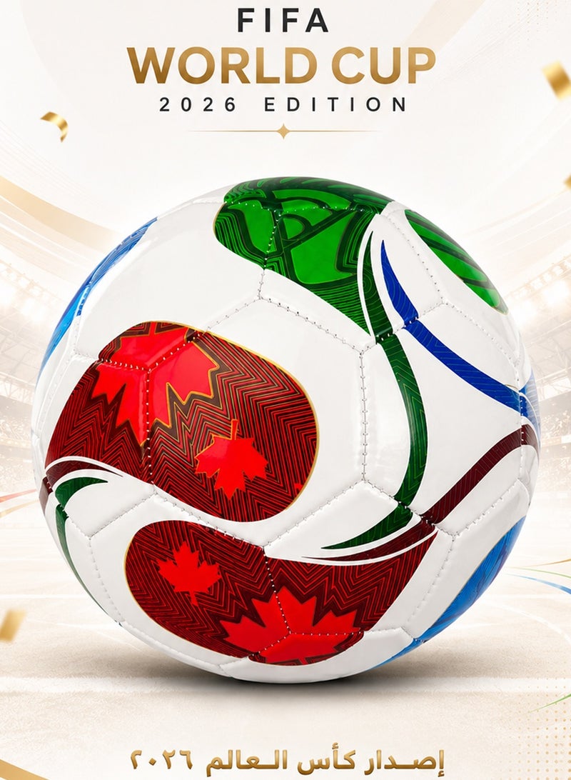 QUTOOB FIFA World Cup 2026-Inspired Design Football Size 5 – Souvenir Soccer Ball Gift for Fans, Collectors, Kids & Adults | Durable Football for Casual Play & Practice - Image 1