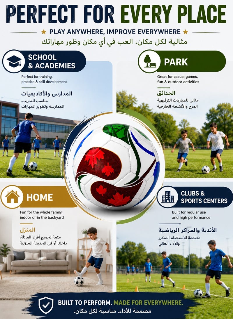 QUTOOB FIFA World Cup 2026-Inspired Design Football Size 5 – Souvenir Soccer Ball Gift for Fans, Collectors, Kids & Adults | Durable Football for Casual Play & Practice - Image 4