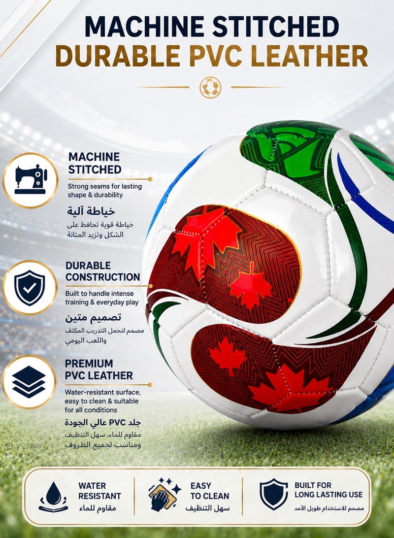 QUTOOB FIFA World Cup 2026-Inspired Design Football Size 5 – Souvenir Soccer Ball Gift for Fans, Collectors, Kids & Adults | Durable Football for Casual Play & Practice - Image 5